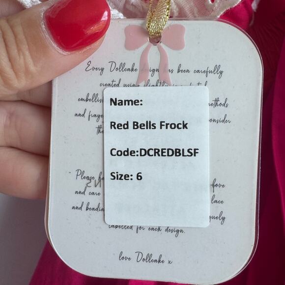 Dollcake‎ Red Bells Frock Girls Dress 6 NEW Party Christmas Holiday Formal Gala - Picture 8 of 16